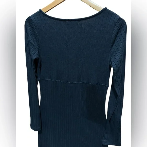 Z Supply Womens Size M Orla Ribbed Dress Peekaboo Detail & Ruching Sexy Bodycon - Picture 5 of 9